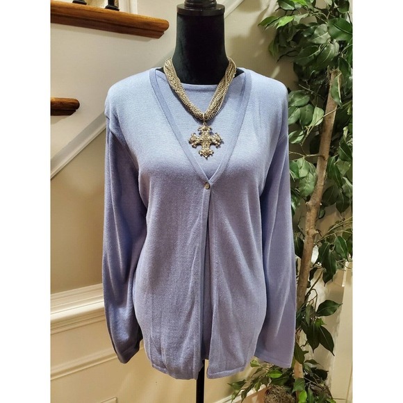 Croft & Barrow Women's Blue Acrylic Round Neck Long Sleeve Pullover Sweater XL - Picture 1 of 12